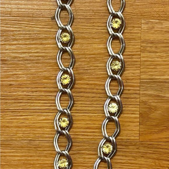 White House Black Market Chain Woman Lg belt Yellow gems Chain tassel No flaws - Picture 7 of 14